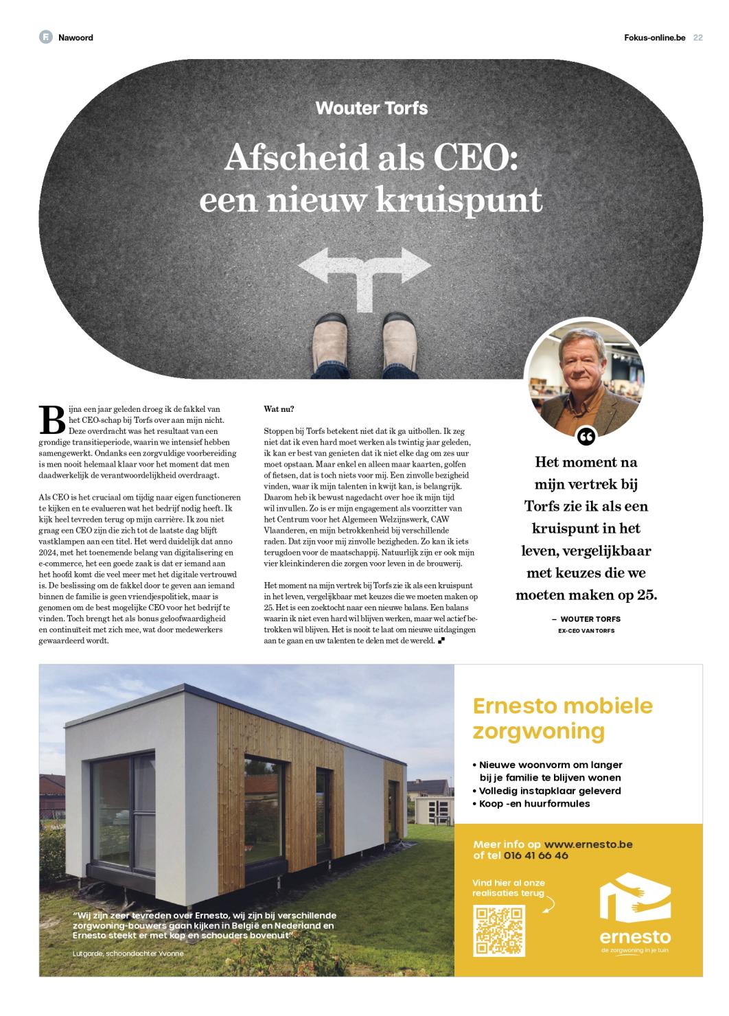 Knack Magazine - Ernesto zorgwoning in de tuin advertentie - 06-03-2024 Pagina
